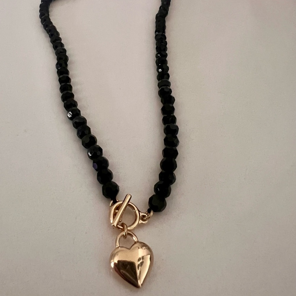 Black and Gold Heart Necklace